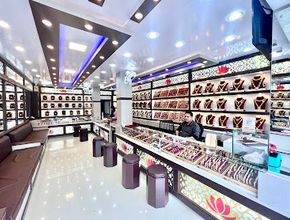 Inside the Kamal Sun Chandi showroom, with jewellery display counters